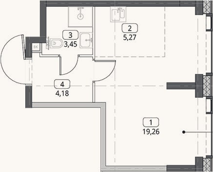 Планировка: Студия, 32,2 м²