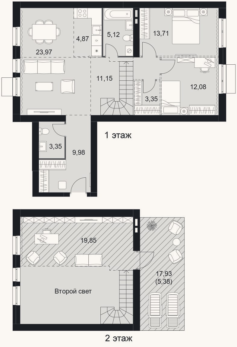 Планировка: 4+ к, 107,4 м²