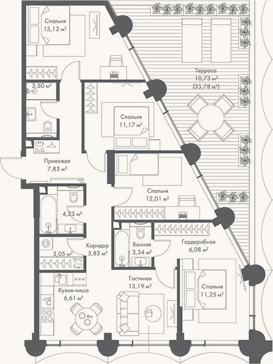 Планировка: 4+ к, 103,2 м²