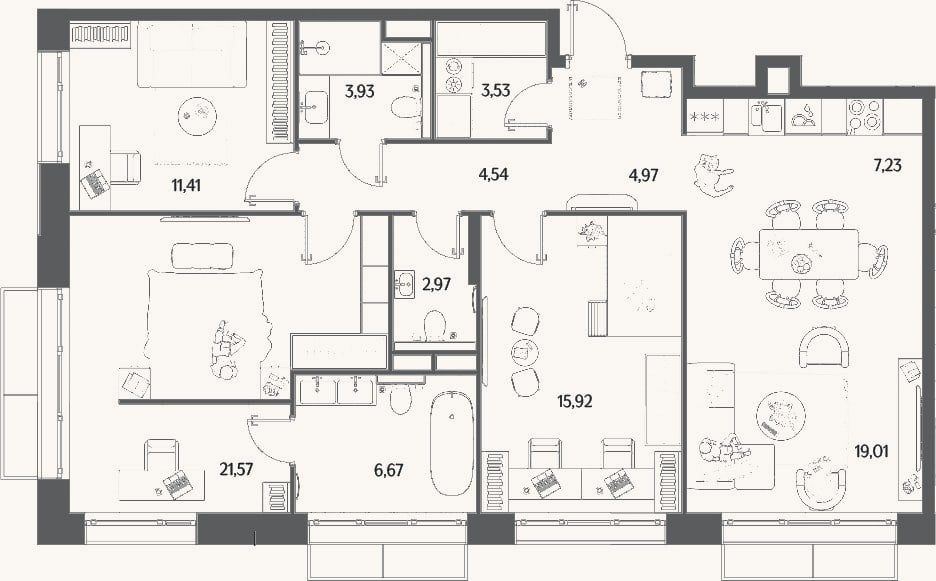 Планировка: 4+ к, 101,8 м²
