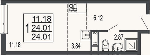 Планировка: Студия, 24,6 м²