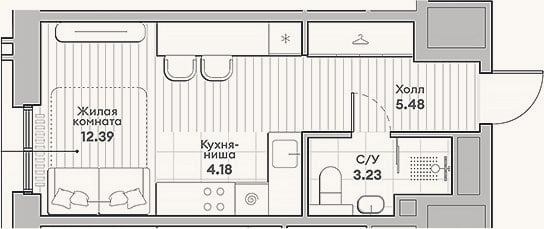 Планировка: Студия, 25,3 м²