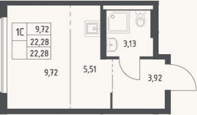 Планировка: Студия, 22,3 м²
