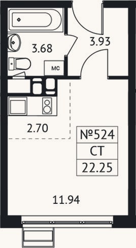 Планировка: Студия, 22,3 м²