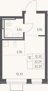 Планировка: Студия, 22,3 м²