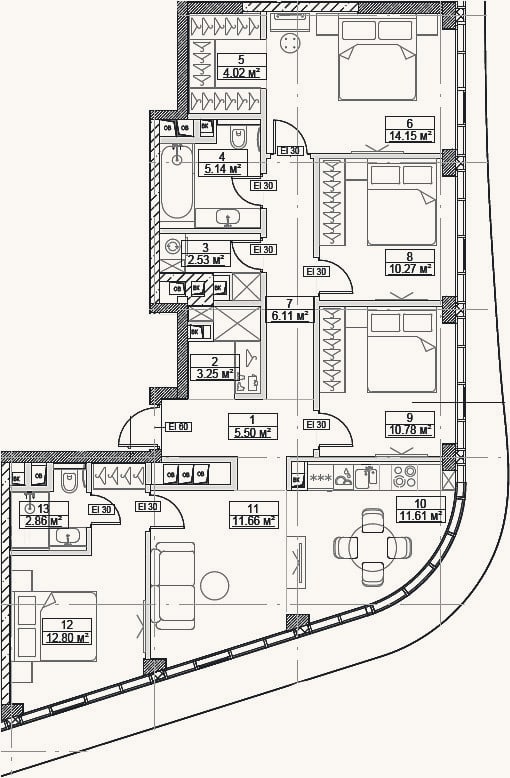 Планировка: 4+ к, 100,7 м²