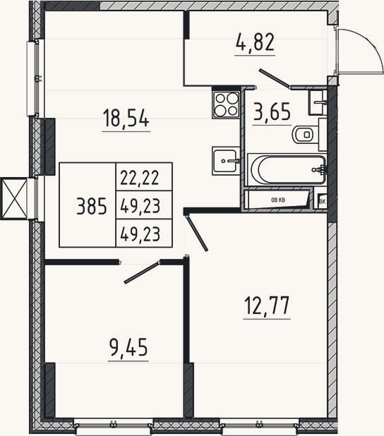 Планировка: 3-к, 49,2 м²