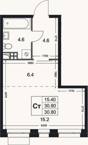 Планировка: Студия, 30,8 м²