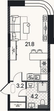 Планировка: Студия, 29,2 м²