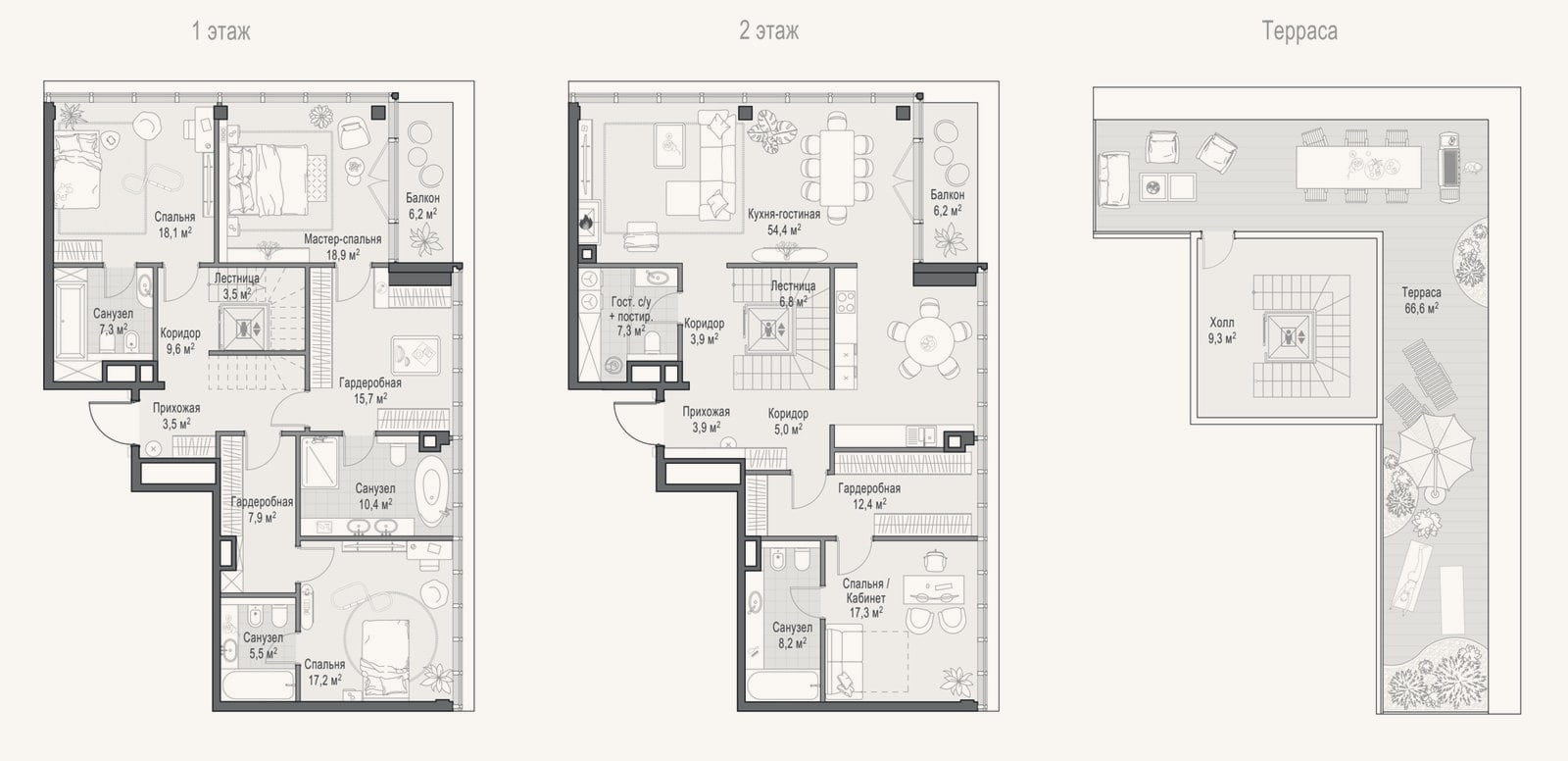 Планировка: 4+ к, 243,9 м²