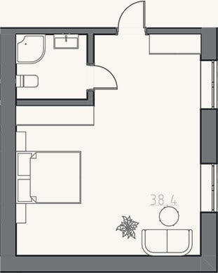 Планировка: Студия, 40 м²