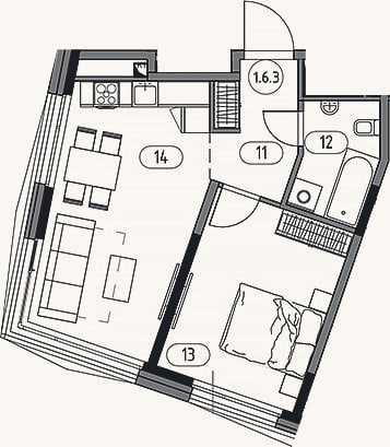 Планировка: 2-к, 45,5 м²