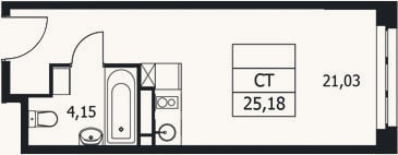 Планировка: Студия, 25,2 м²
