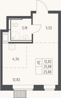 Планировка: Студия, 25,9 м²