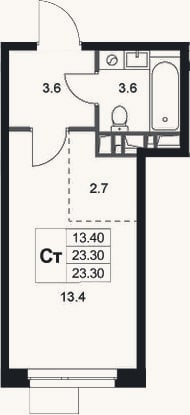 Планировка: Студия, 23,3 м²