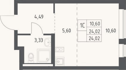 Планировка: Студия, 24 м²