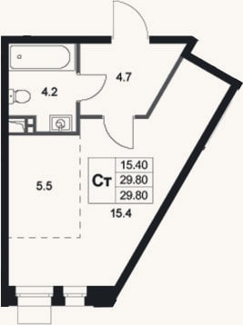 Планировка: Студия, 29,8 м²