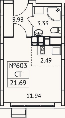 Планировка: Студия, 21,7 м²
