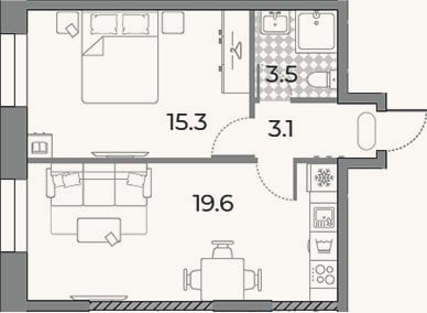 Планировка: 2-к, 41,5 м²