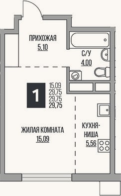 Планировка: Студия, 29,8 м²