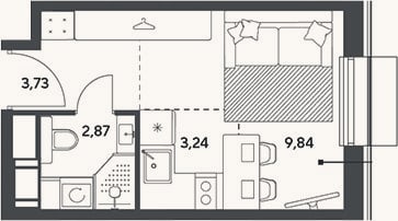 Планировка: Студия, 19,7 м²