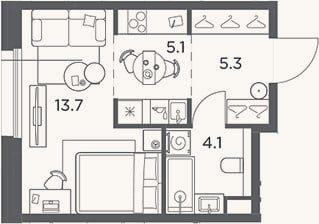Планировка: Студия, 28,2 м²