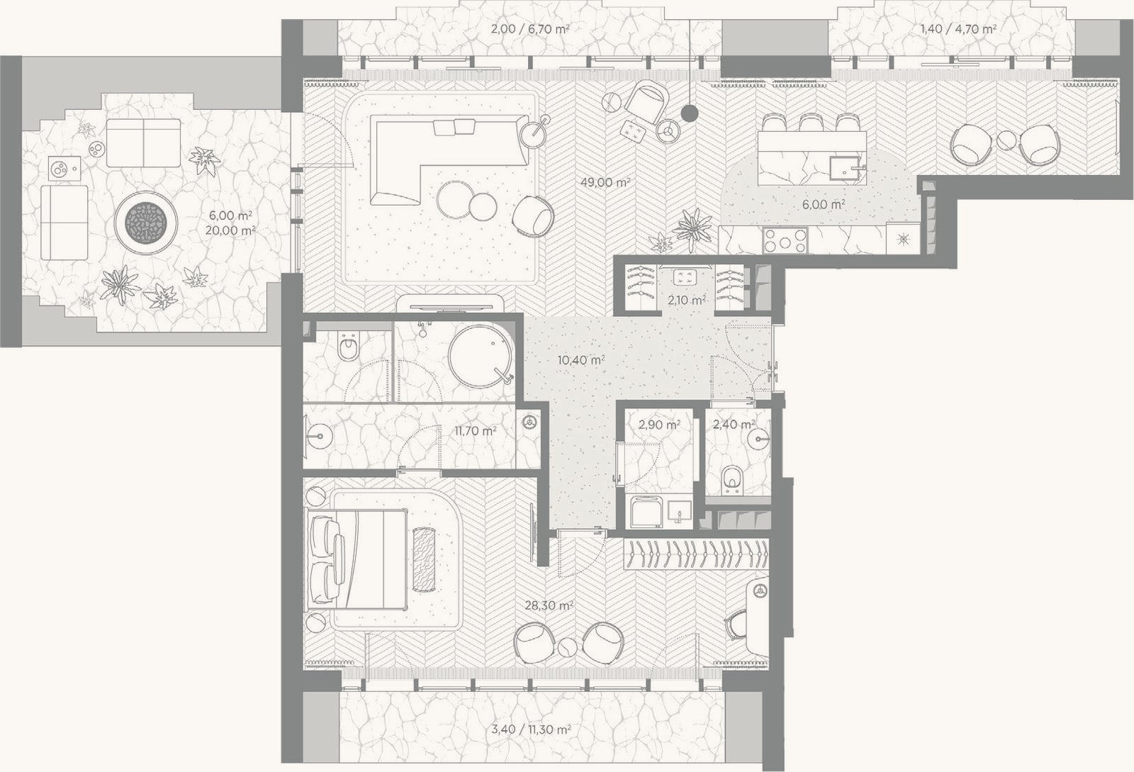 Планировка: 1-к, 112,8 м²