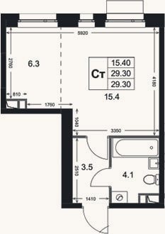 Планировка: Студия, 29,3 м²