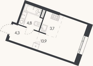 Планировка: Студия, 26,7 м²