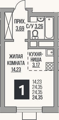 Планировка: Студия, 24,4 м²