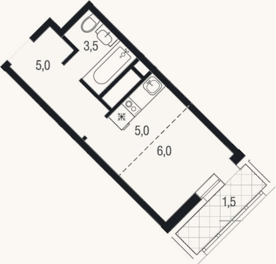 Планировка: Студия, 19,5 м²