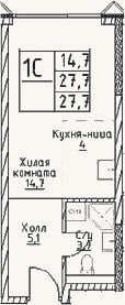 Планировка: Студия, 27,7 м²