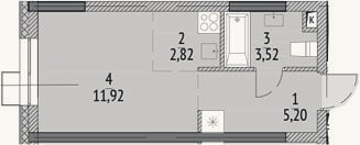 Планировка: Студия, 23,5 м²