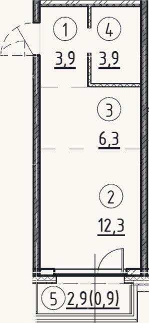 Планировка: Студия, 26,3 м²