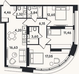 Планировка: 4+ к, 82,4 м²