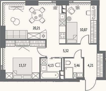 Планировка: 3-к, 61,6 м²