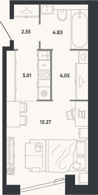 Планировка: Студия, 31,7 м²