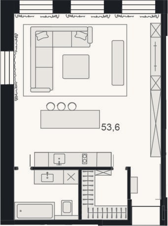 Планировка: Своб. план., 53,7 м²