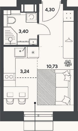 Планировка: Студия, 21,7 м²