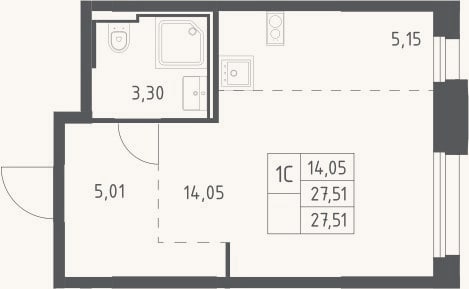 Планировка: Студия, 27,5 м²
