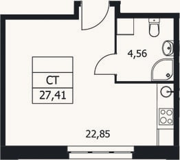 Планировка: Студия, 27,4 м²