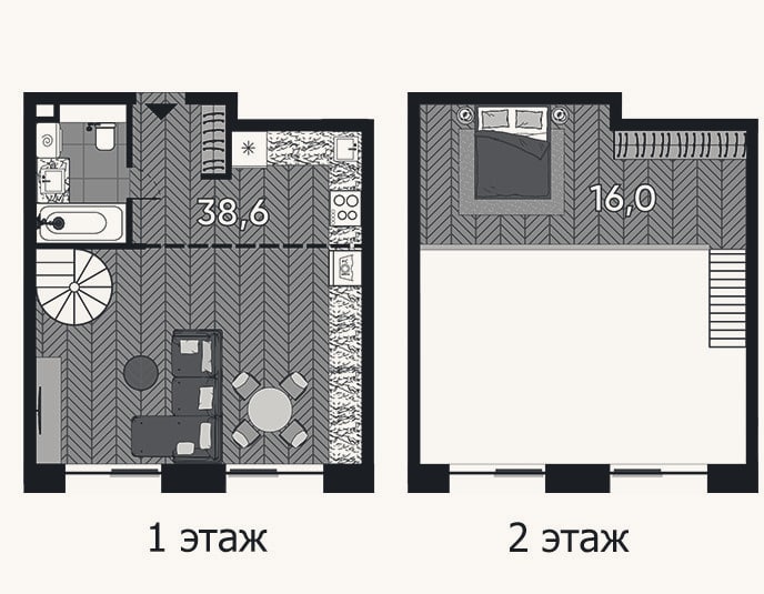 Планировка: Студия, 54 м²