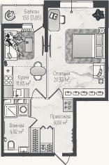 Планировка: 2-к, 46 м²
