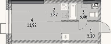 Планировка: Студия, 23,4 м²