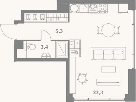Планировка: Студия, 32 м²