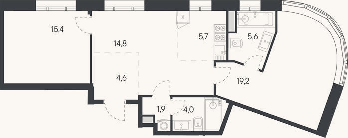 Планировка: 3-к, 71,2 м²