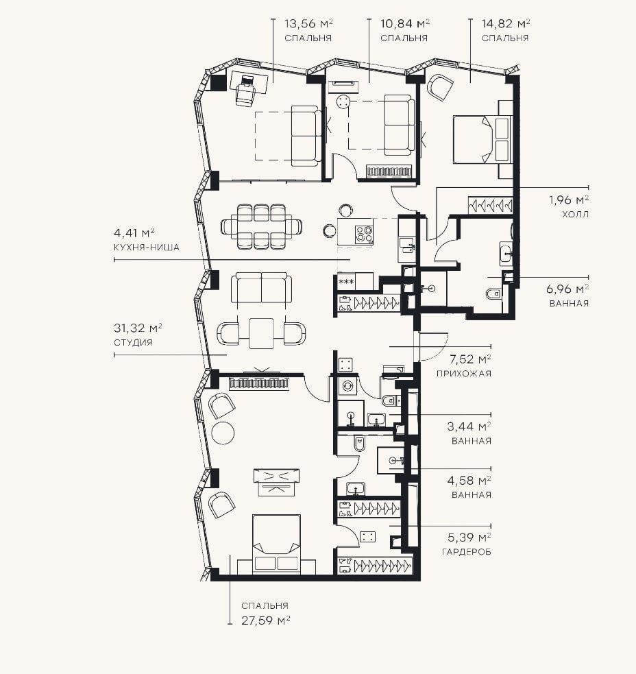 Планировка: 4+ к, 132,4 м²