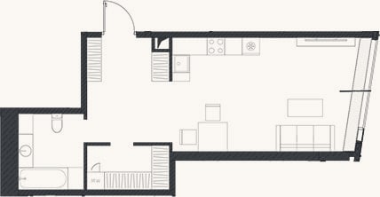 Планировка: Своб. план., 46,5 м²