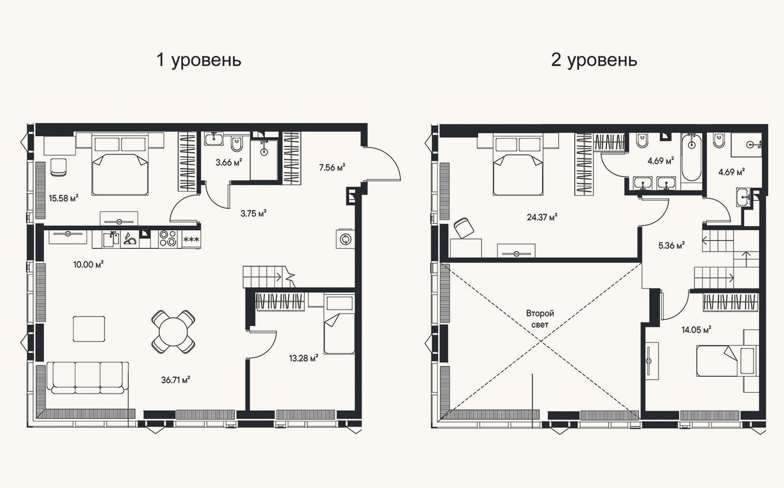 Планировка: 4+ к, 146,5 м²