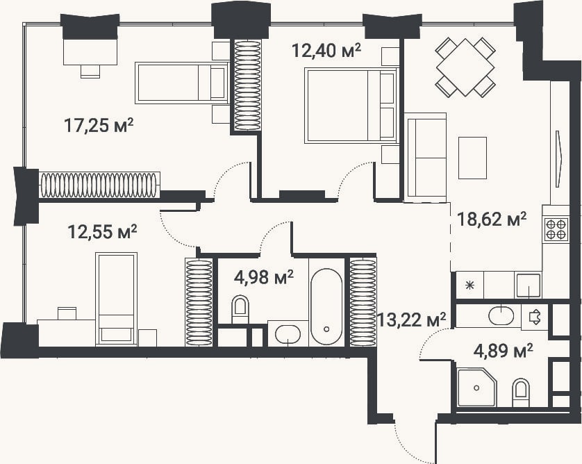 Планировка: 4+ к, 82,8 м²